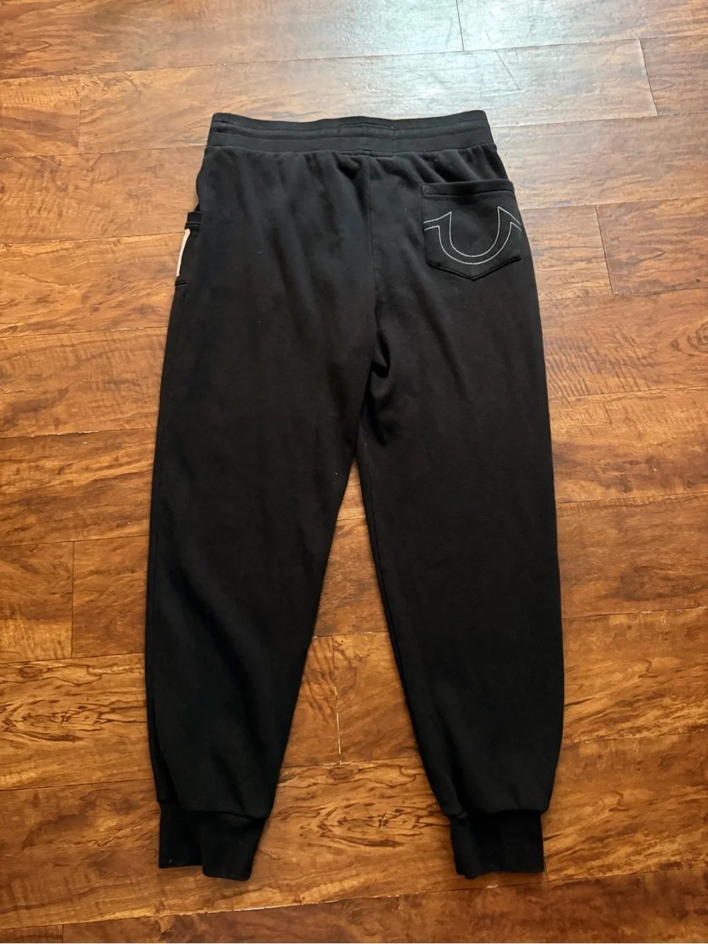 True Religion Men's Joggers Sweatpants Sz M Black Pockets Logo Drawstring